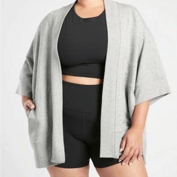 🎉NWOT Athleta Lotus Wrap Textured Cardigan, Women’s Size XXS/XS, Heather … - Picture 1 of 6